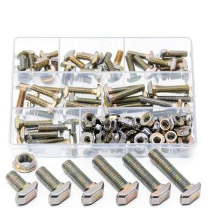 Tanstic M8 T Slot Drop in Bolt Hammer Head Nickel Plated 60pcs Set-0