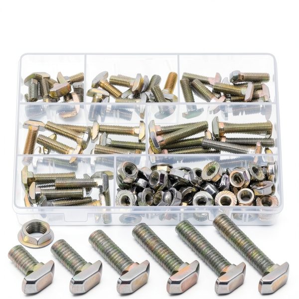 Tanstic M8 T Slot Drop in Bolt Hammer Head Nickel Plated 60pcs Set-0
