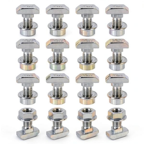 PATIKIL M8x16mm T-Slot Bolts 16 Set Hammer Head with Hex Nuts – Silver-0