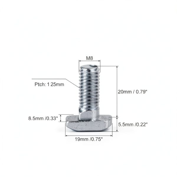 uxcell 20-piece T-Slot Bolts M8x20mm Stainless Steel for 4545 Aluminum-1