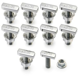 T Bolts M10x25mm T Slot Drop-in Bolt Hammer Head T Bolt with 10 Pcs Hexagon Flange Nuts T Shape Stud Sliding Screw for Aluminum Profile-0