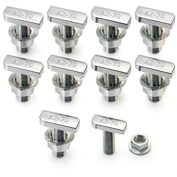 T Bolts M10x25mm T Slot Drop-in Bolt Hammer Head T Bolt with 10 Pcs Hexagon Flange Nuts T Shape Stud Sliding Screw for Aluminum Profile-0