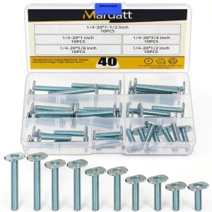 Mardatt 1/4‑20 Thread Tee Bolt Set Zinc‑Plated Carbon Steel T‑Slot-0