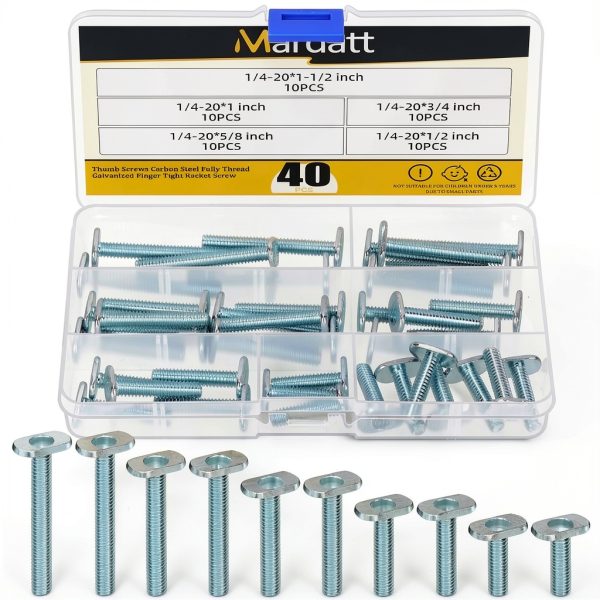 Mardatt 1/4‑20 Thread Tee Bolt Set Zinc‑Plated Carbon Steel T‑Slot-0