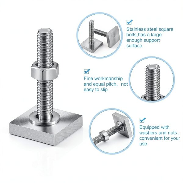 T Slot Bolts 12pcs M6 35mm Square Head Stainless Steel Roof Rack Kit-6