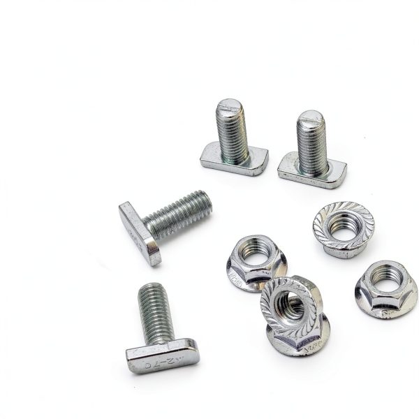 T Bolts M10x25mm T Slot Drop-in Bolt Hammer Head T Bolt with 10 Pcs Hexagon Flange Nuts T Shape Stud Sliding Screw for Aluminum Profile-1