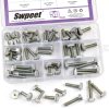 Swpeet 50Pcs 10 Sizes M5 M6 T Slot Drop-in Bolt Assortment Kit, Stainless Steel Thread T Slot Bolts, Hammer Head Bolt, T-Bolt, T Track Bolts, T Shape Stud Sliding Screw for Universal T Track-4